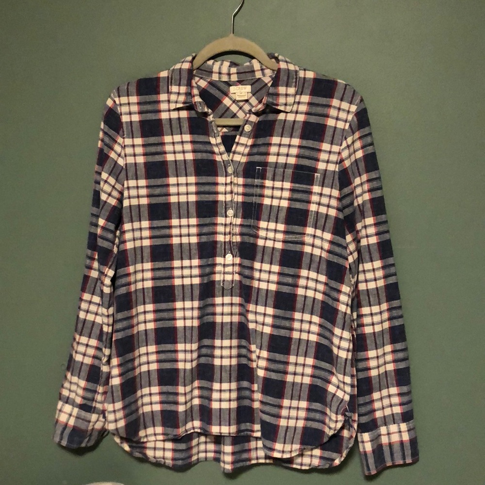 J. Crew Plaid Popover Top